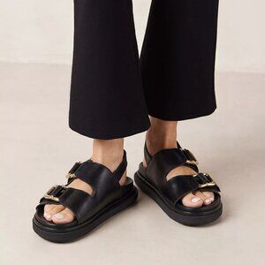 ALOHAS Black Harper Leather Sandals